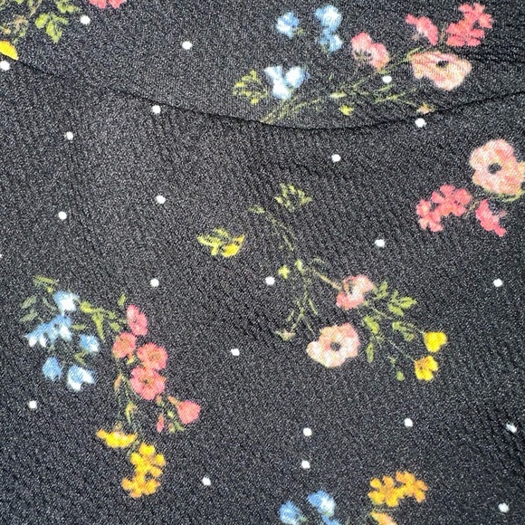 Stella Tweed black bow cutout crop top blouse adjustable straps floral print SZM - Picture 6 of 6